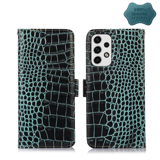 For Samsung Galaxy A33 5G Crocodile Top Layer Cowhide Leather Phone Case(Green) - Galaxy Phone Cases by buy2fix | Online Shopping UK | buy2fix