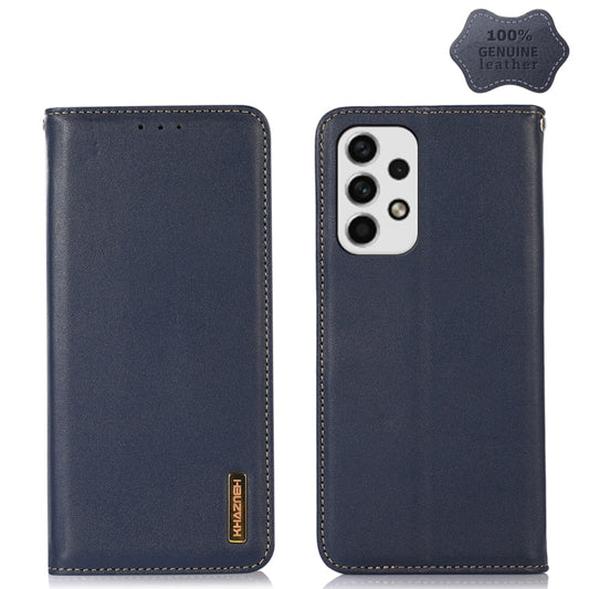 For Samsung Galaxy A23 4G KHAZNEH Nappa Top Layer Cowhide Leather Phone Case(Blue) - Galaxy Phone Cases by buy2fix | Online Shopping UK | buy2fix