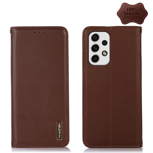 For Samsung Galaxy A53 5G KHAZNEH Nappa Top Layer Cowhide Leather Phone Case(Brown) - Galaxy Phone Cases by buy2fix | Online Shopping UK | buy2fix