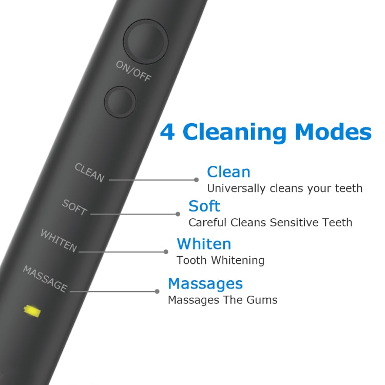 USB Charging Adults Electric Sonic Toothbrush with 8 Brush Heads(Black) - Toothbrushes by buy2fix | Online Shopping UK | buy2fix