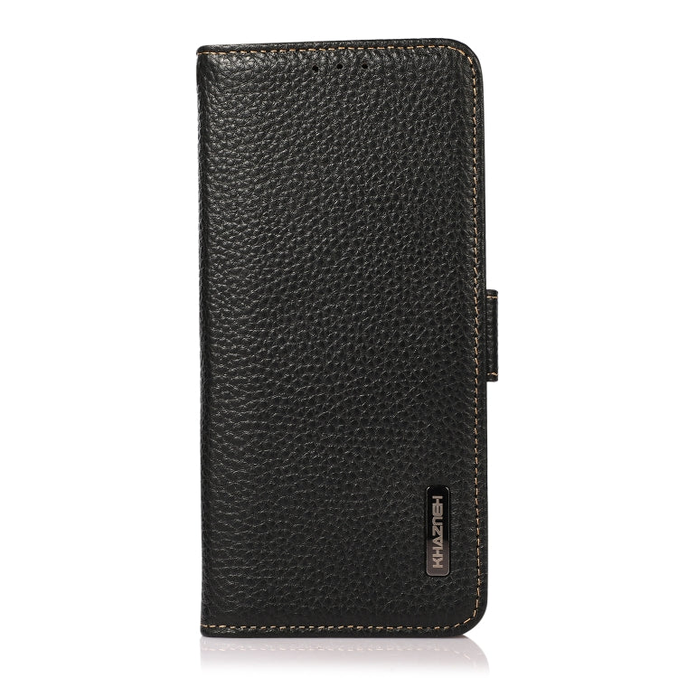 For Honor Magic 4 KHAZNEH Side-Magnetic Litchi Genuine Leather RFID Phone Case(Black) - Honor Cases by buy2fix | Online Shopping UK | buy2fix