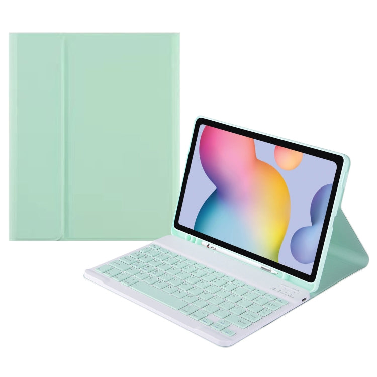 Square Cap Bluetooth Keyboard Leather Case with Pen Slot for Samsung Galaxy Tab S6 Lite(Green) - Samsung Keyboard by buy2fix | Online Shopping UK | buy2fix