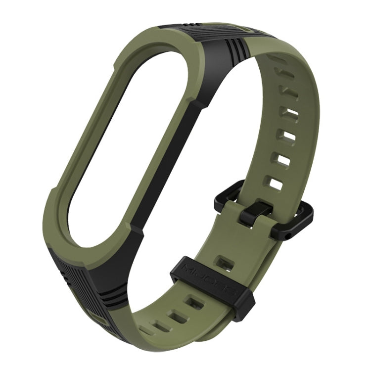 For Xiaomi Mi Band 5 / 6 / 7 Mijobs Two-color Silicone Watch Band(Black+Army Green) - Watch Bands by MIJOBS | Online Shopping UK | buy2fix