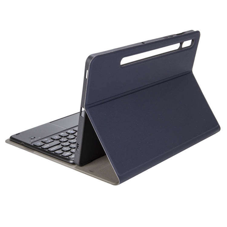 YA700B-A  Lambskin Texture Voltage Round Keycap Bluetooth Keyboard Leather Case with Touchpad For Samsung Galaxy Tab S8 11 inch SM-X700 / SM-X706 & S7 11 inch SM-X700 / SM-T875(Blue) - Samsung Keyboard by buy2fix | Online Shopping UK | buy2fix