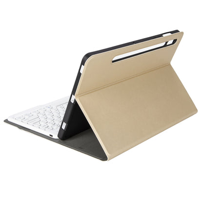 YA700B Lambskin Texture Voltage Round Keycap Bluetooth Keyboard Leather Case For Samsung Galaxy Tab S8 11 inch SM-X700 / SM-X706 & S7 11 inch SM-X700 / SM-T875(Gold) - Samsung Keyboard by buy2fix | Online Shopping UK | buy2fix