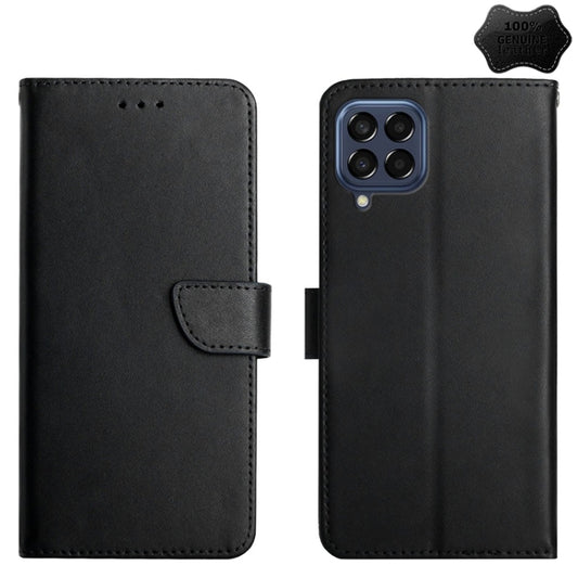 For Samsung Galaxy M33 Genuine Leather Fingerprint-proof Horizontal Flip Phone Case(Black) - Galaxy Phone Cases by buy2fix | Online Shopping UK | buy2fix