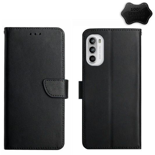 For Motorola Moto G82 Genuine Leather Fingerprint-proof Horizontal Flip Phone Case(Black) - Motorola Cases by buy2fix | Online Shopping UK | buy2fix