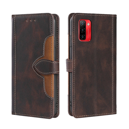 For Ulefone Note 12P Stitching Skin Feel Magnetic Buckle Horizontal Flip PU Leather Case(Brown) - Ulefone Cases by buy2fix | Online Shopping UK | buy2fix