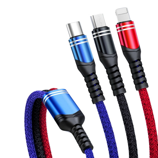 6A 66W 3 in 1 USB to 8 Pin + Micro USB + USB-C / Type-CFast Charging Braided Data Cable(Multicolor) - Multifunction Cable by buy2fix | Online Shopping UK | buy2fix