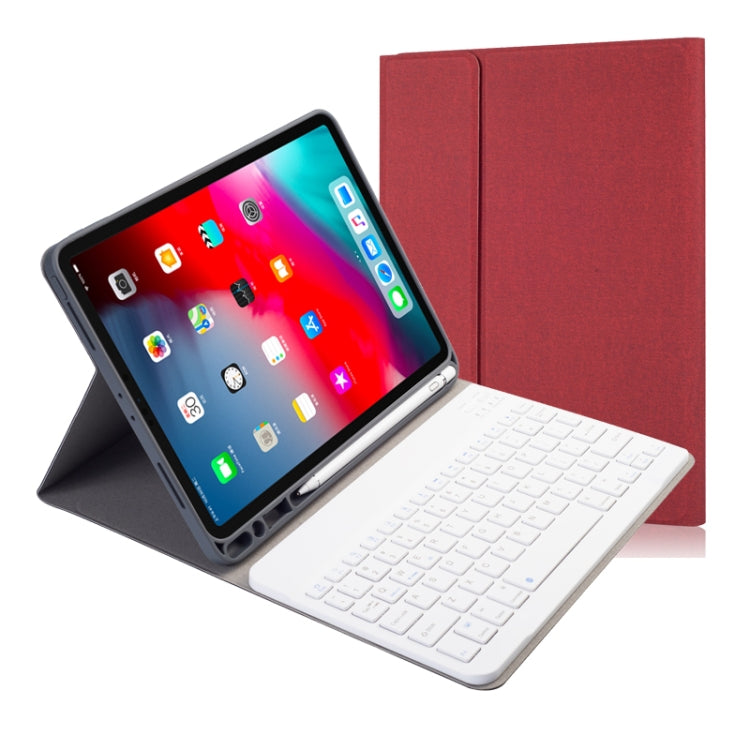 RK11 Cloth Texture Detachable Magnetic Bluetooth Keyboard Horizontal Flip Leather Tablet Case for iPad Pro 11 2020 / 2018 with Holder & Pen Slot(Red) - For iPad Pro by buy2fix | Online Shopping UK | buy2fix