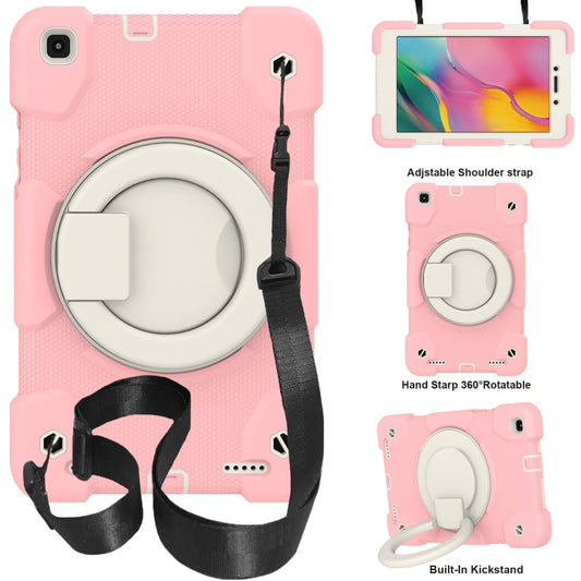 For Samsung Galaxy Tab A 8.0 2019 Silicone + PC Full Body Protection Tablet Case With Holder & Strap(Pink) - Other Galaxy Tab PC by buy2fix | Online Shopping UK | buy2fix