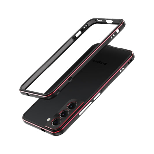 For Samsung Galaxy S22+ 5G Aurora Series Lens Protector + Metal Frame Protective Phone Case(Black Red) - Galaxy S22+ 5G Cases by buy2fix | Online Shopping UK | buy2fix