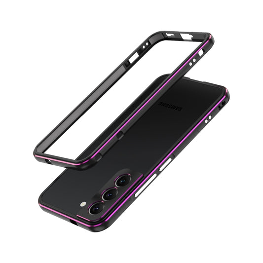 For Samsung Galaxy S22+ 5G Aurora Series Lens Protector + Metal Frame Protective Phone Case(Black Purple) - Galaxy S22+ 5G Cases by buy2fix | Online Shopping UK | buy2fix