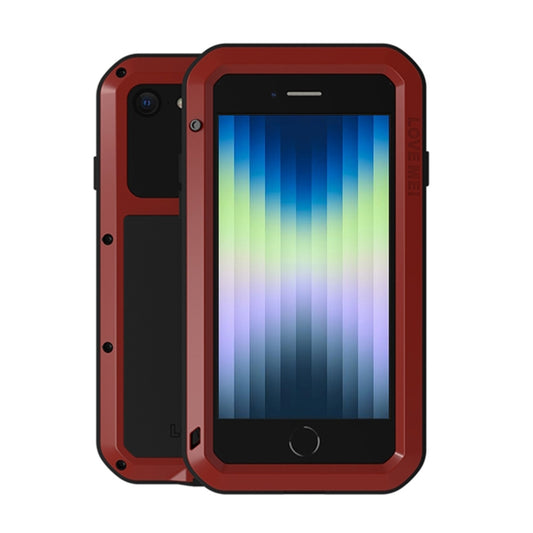 For iPhone SE 2022 / SE 2020 / 8 / 7 LOVE MEI Metal Shockproof Life Waterproof Dustproof Protective Phone Case with Glass(Red) - iPhone SE 2022 / 2020 / 8 / 7 Cases by LOVE MEI | Online Shopping UK | buy2fix