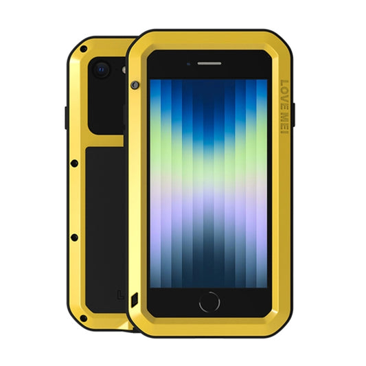 For iPhone SE 2022 / SE 2020 / 8 / 7 LOVE MEI Metal Shockproof Life Waterproof Dustproof Protective Phone Case with Glass(Yellow) - iPhone SE 2022 / 2020 / 8 / 7 Cases by LOVE MEI | Online Shopping UK | buy2fix