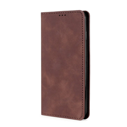 For Blackview A50 Skin Feel Magnetic Horizontal Flip Leather Phone Case(Dark Brown) - More Brand by buy2fix | Online Shopping UK | buy2fix