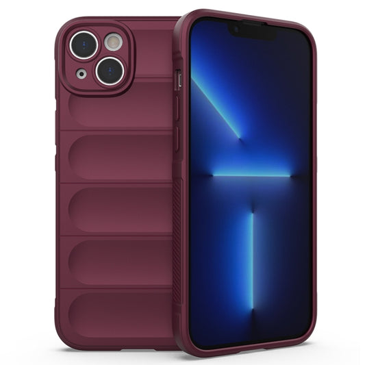 For iPhone 14 Plus Magic Shield TPU + Flannel Phone Case (Wine Red) - iPhone 14 Plus Cases by buy2fix | Online Shopping UK | buy2fix