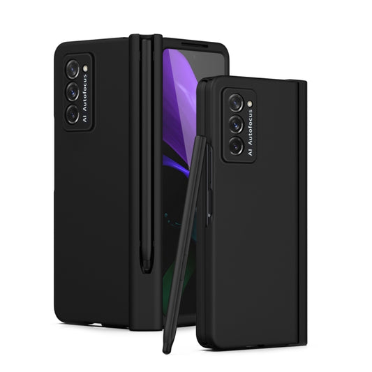 For Samsung Galaxy Z Fold2 5G Macaron Hinge Phone Case with Stylus Pen Fold Edition & Protective Film(Black) - Galaxy Phone Cases by buy2fix | Online Shopping UK | buy2fix