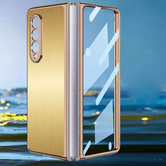 For Samsung Galaxy Z Fold3 5G Electroplated Stainless Steel Phone Case(Gold) - Galaxy Phone Cases by buy2fix | Online Shopping UK | buy2fix