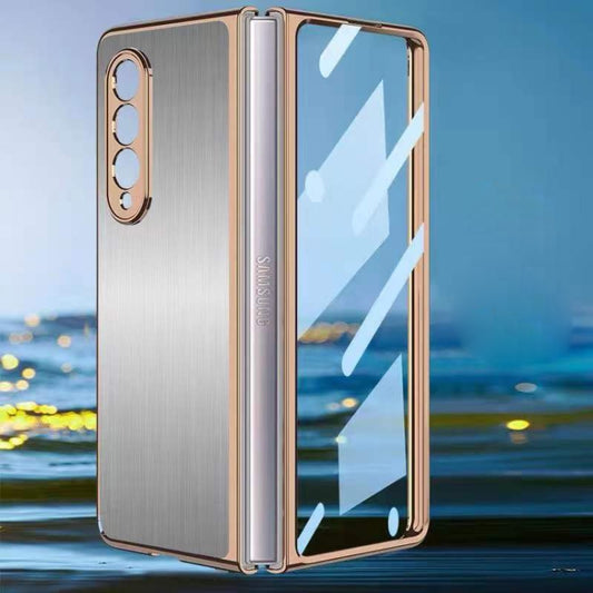 For Samsung Galaxy Z Fold3 5G Electroplated Stainless Steel Phone Case(Silver) - Galaxy Phone Cases by buy2fix | Online Shopping UK | buy2fix