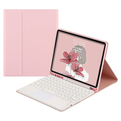Round Cap Bluetooth Keyboard Leather Case with Pen Slot & Touchpad For Samsung Galaxy Tab A7 10.4 2020(Pink+White Keyboard) - Samsung Keyboard by buy2fix | Online Shopping UK | buy2fix