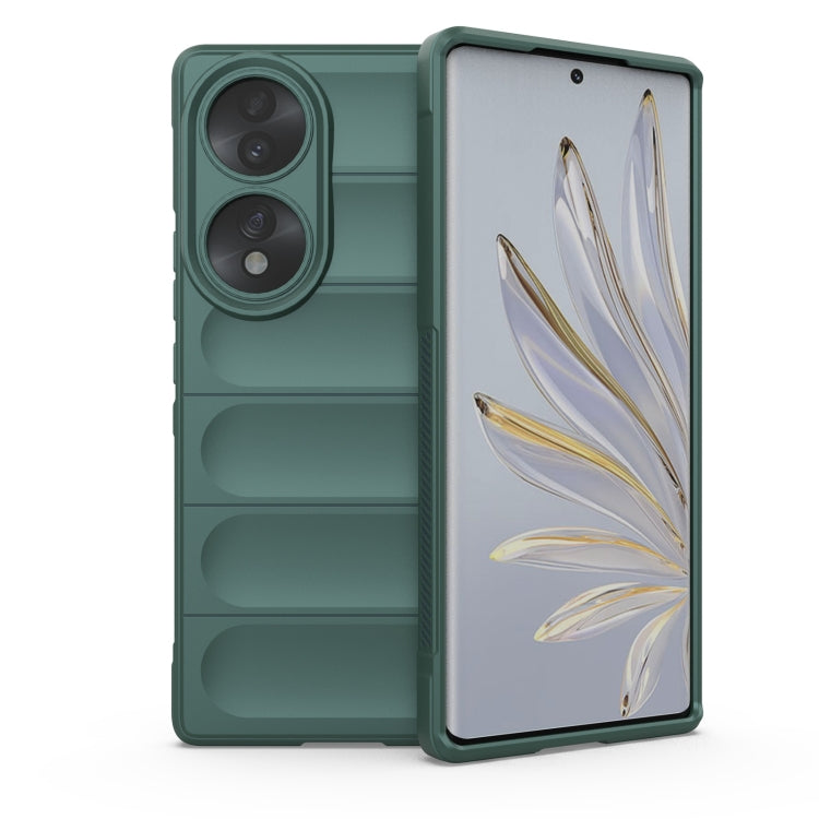 For Honor 70 5G Magic Shield TPU + Flannel Phone Case(Dark Green) - Honor Cases by buy2fix | Online Shopping UK | buy2fix