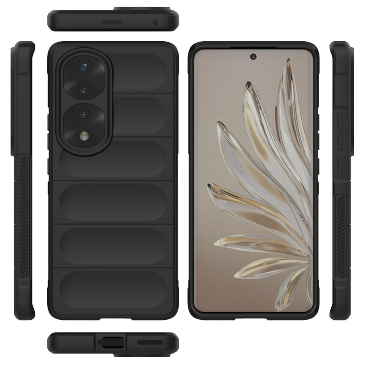 For Honor 70 Pro 5G Magic Shield TPU + Flannel Phone Case(Black) - Honor Cases by buy2fix | Online Shopping UK | buy2fix