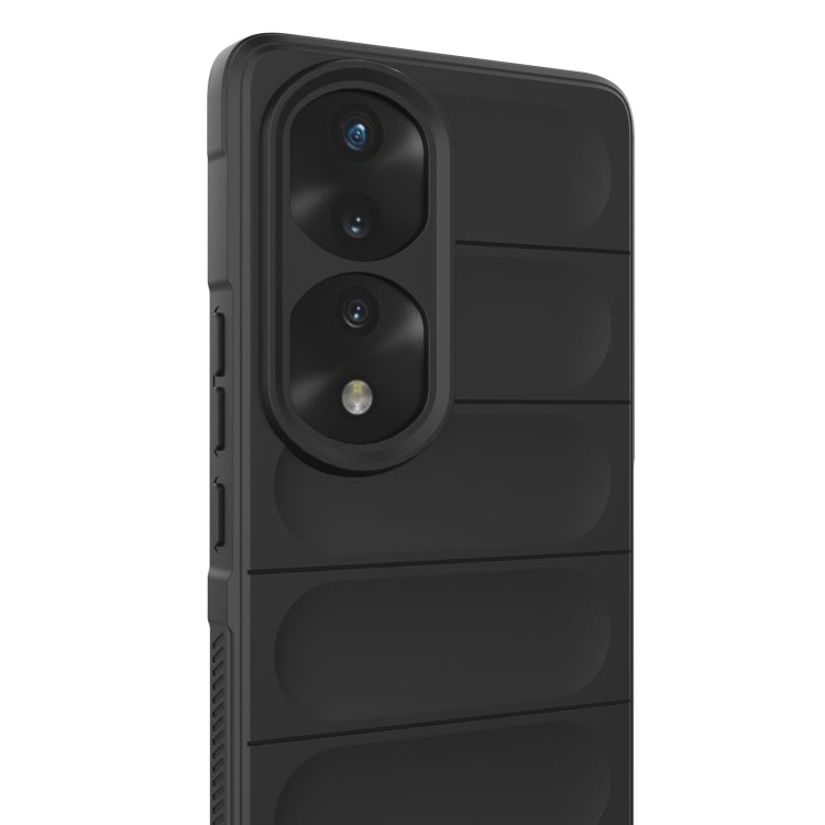 For Honor 70 Pro 5G Magic Shield TPU + Flannel Phone Case(Black) - Honor Cases by buy2fix | Online Shopping UK | buy2fix