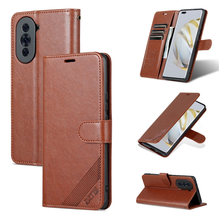 For Huawei nova 10 Pro AZNS Sheepskin Texture Flip Leather Phone Case(Brown) - Huawei Cases by AZNS | Online Shopping UK | buy2fix