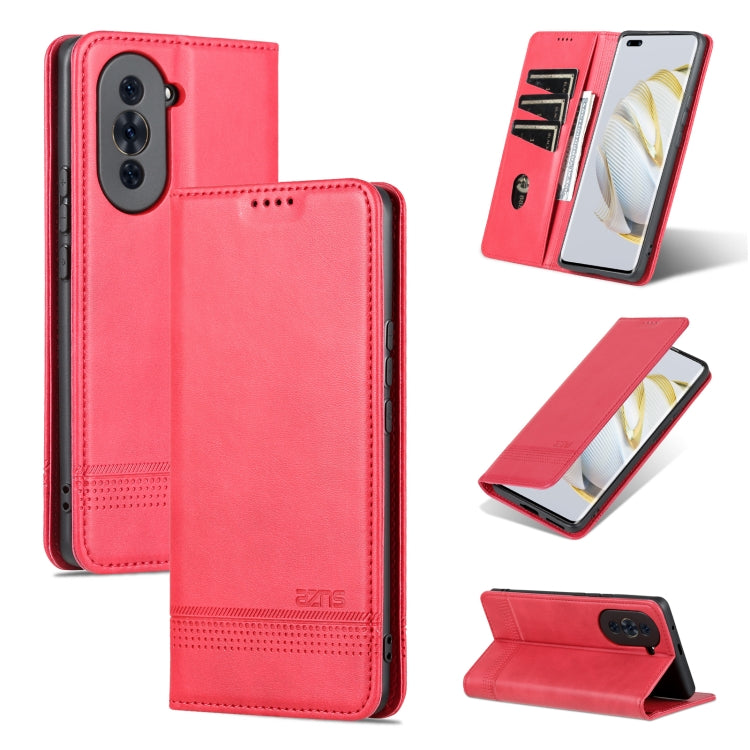 For Huawei nova 10 Pro AZNS Magnetic Calf Texture Flip Leather Phone Case(Red) - Huawei Cases by AZNS | Online Shopping UK | buy2fix