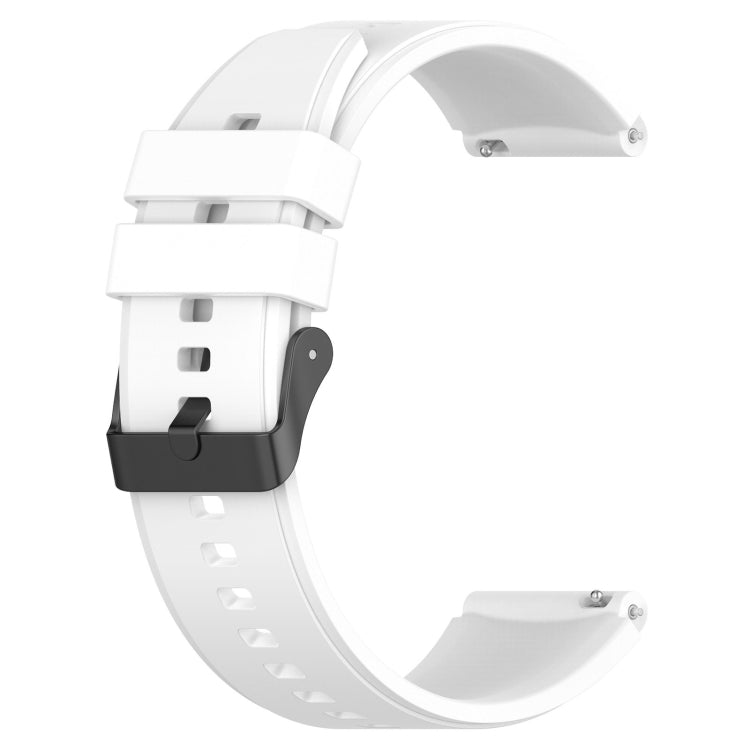 For Samsung Galaxy Watch 5 40mm 20mm Black Buckle Step Silicone Watch Band(White) - Watch Bands by buy2fix | Online Shopping UK | buy2fix