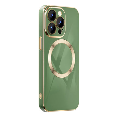 For iPhone 14 Pro 6D Gold Plated Magsafe Magnetic Phone Case(Green) - iPhone 14 Pro Cases by buy2fix | Online Shopping UK | buy2fix