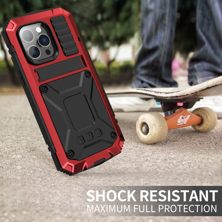 For iPhone 14 Pro Max R-JUST Shockproof Waterproof Dust-proof Case with Holder (Red) - iPhone 14 Pro Max Cases by R-JUST | Online Shopping UK | buy2fix