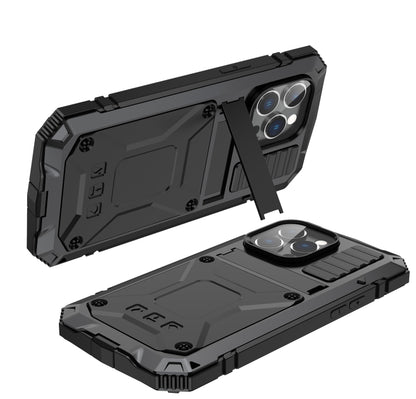 For iPhone 14 Pro Max R-JUST Shockproof Waterproof Dust-proof Case with Holder (Black) - iPhone 14 Pro Max Cases by R-JUST | Online Shopping UK | buy2fix