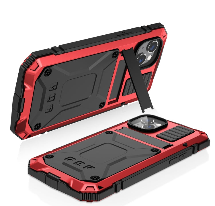 For iPhone 14 Plus R-JUST Shockproof Waterproof Dust-proof Case with Holder (Red) - iPhone 14 Plus Cases by R-JUST | Online Shopping UK | buy2fix
