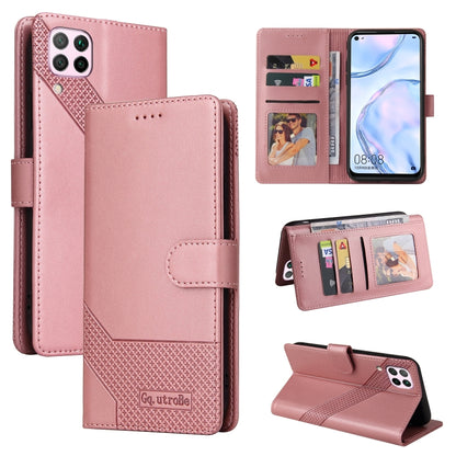 For Huawei P40 Lite GQUTROBE Skin Feel Magnetic Leather Phone Case(Rose Gold) - Huawei Cases by GQUTROBE | Online Shopping UK | buy2fix