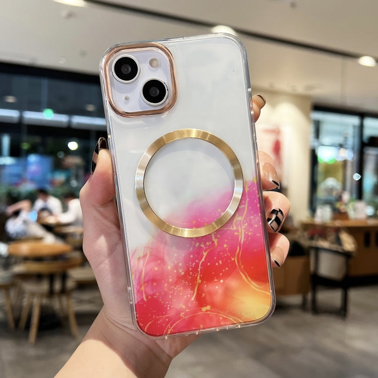 For iPhone 14 Marble MagSafe Clear Phone Case For iPhone  14(Red) - iPhone 14 Cases by buy2fix | Online Shopping UK | buy2fix