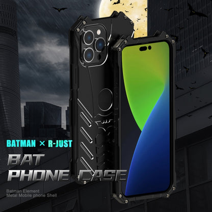 For iPhone 14 R-JUST Batman Metal Mobile Phone Protective Case (Black) - iPhone 14 Cases by R-JUST | Online Shopping UK | buy2fix