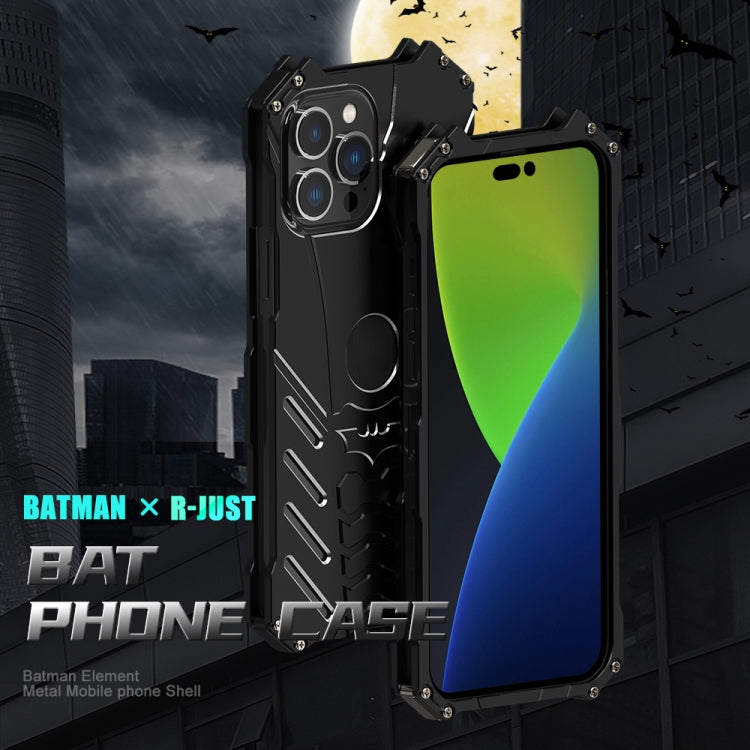For iPhone 14 Pro R-JUST Batman Metal Mobile Phone Protective Case(Black) - iPhone 14 Pro Cases by R-JUST | Online Shopping UK | buy2fix