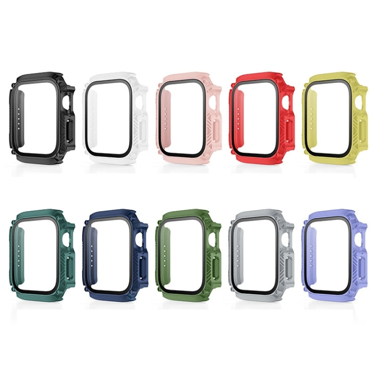 Screen Tempered Glass Film Armor Waterproof Watch Case For Apple Watch Series 8&7 41mm(Grey) - Watch Cases by buy2fix | Online Shopping UK | buy2fix