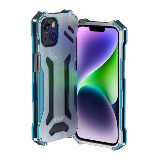 For iPhone 14 R-JUST RJ17 Shockproof Armor Metal Phone Case(Blue) - iPhone 14 Cases by R-JUST | Online Shopping UK | buy2fix