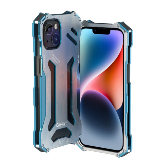 For iPhone 14 Plus R-JUST RJ17 Shockproof Armor Metal Phone Case(Blue) - iPhone 14 Plus Cases by R-JUST | Online Shopping UK | buy2fix