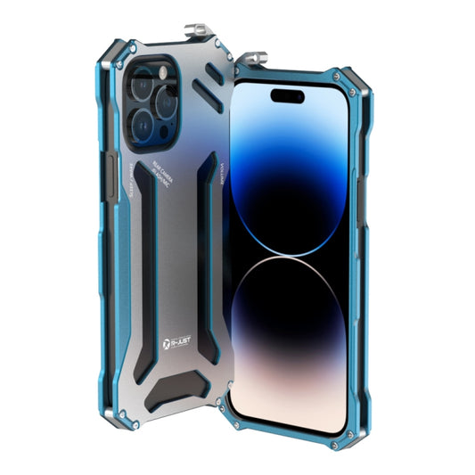 For iPhone 14 Pro R-JUST RJ17 Shockproof Armor Metal Phone Case(Blue) - iPhone 14 Pro Cases by R-JUST | Online Shopping UK | buy2fix