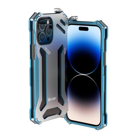 For iPhone 14 Pro Max R-JUST RJ17 Shockproof Armor Metal Phone Case(Blue) - iPhone 14 Pro Max Cases by R-JUST | Online Shopping UK | buy2fix