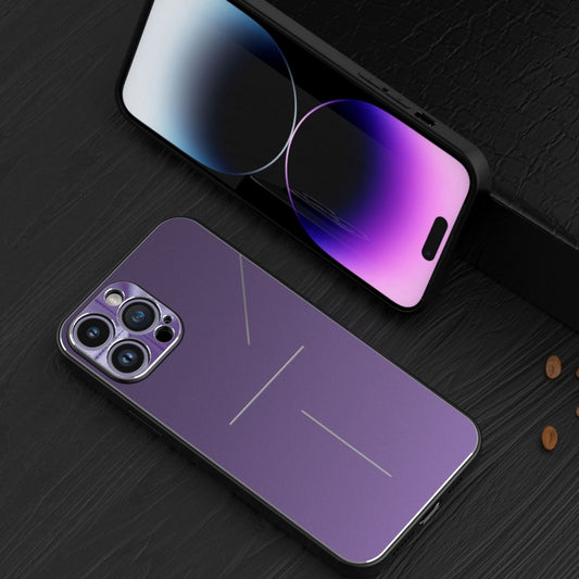 For iPhone 14 Pro R-JUST RJ52 3-Line Style Metal TPU Shockproof Phone Case(Purple) - iPhone 14 Pro Cases by R-JUST | Online Shopping UK | buy2fix