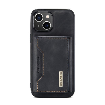 For iPhone 14 DG.MING M2 Series 3-Fold Card Bag Leather Case(Black) - iPhone 14 Cases by DG.MING | Online Shopping UK | buy2fix