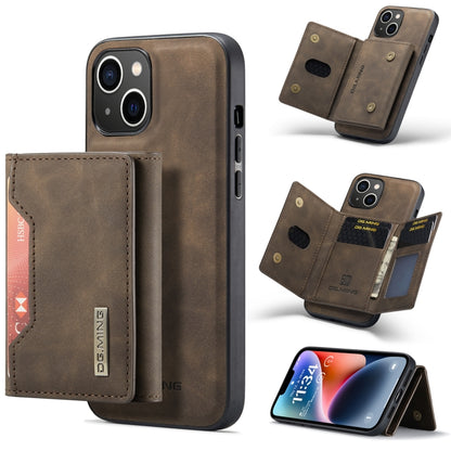 For iPhone 14 Plus DG.MING M2 Series 3-Fold Card Bag Leather Case(Coffee) - iPhone 14 Plus Cases by DG.MING | Online Shopping UK | buy2fix