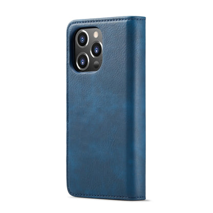 For iPhone 14 Pro DG.MING Crazy Horse Texture Detachable Magnetic Leather Case(Blue) - iPhone 14 Pro Cases by DG.MING | Online Shopping UK | buy2fix