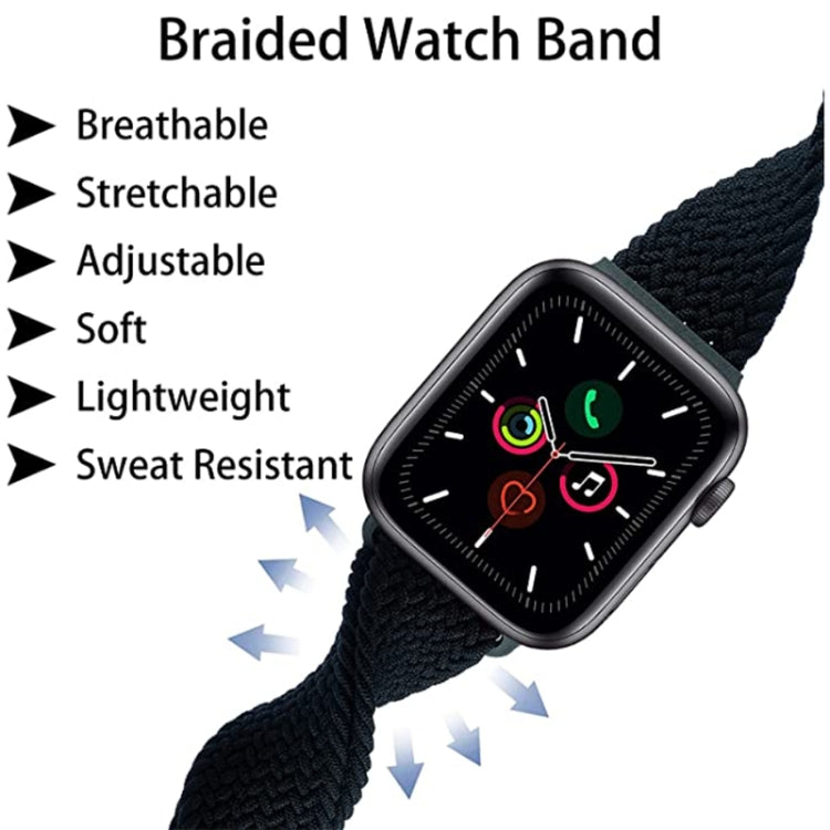 Buckle Nylon Braided Watch Band for Apple Watch Ultra 49mm&Watch Ultra 2 49mm / Series 9&8&7 45mm / SE 3&SE 2&6&SE&5&4 44mm / 3&2&1 42mm(Black White) - Watch Bands by buy2fix | Online Shopping UK | buy2fix