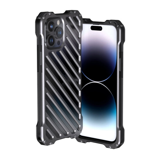 For iPhone 14 Pro R-JUST Breathable Armor Phone Case(Silver Grey) - iPhone 14 Pro Cases by R-JUST | Online Shopping UK | buy2fix